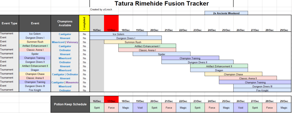Tatura Rimehide Fusion Calendar